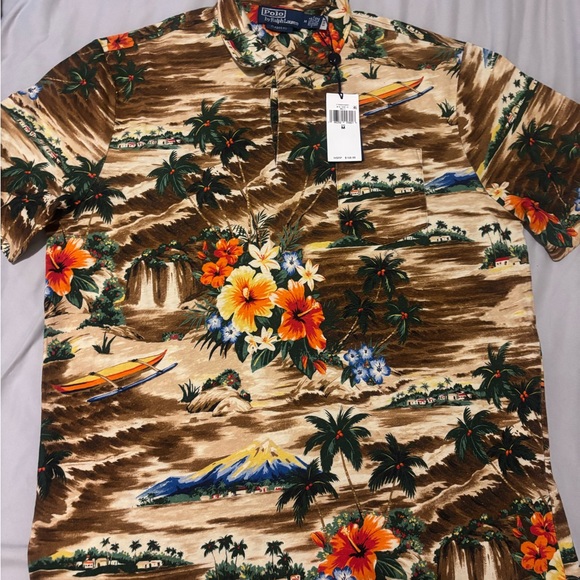 Ralph Lauren Brown and Green Polo Shirt Tropical Style - Picture 3 of 5